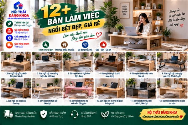 Ảnh: Bàn làm việc ngồi bệt giúp tiết kiệm diện tích