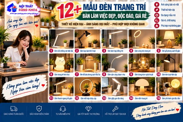 Ảnh: Đèn trang trí bàn làm việc giúp bổ sung ánh sáng cần thiết