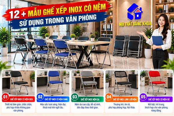 Ảnh: 12 + Mẫu Ghế Xếp Inox Có Nệm Sử Dụng Trong Văn Phòng