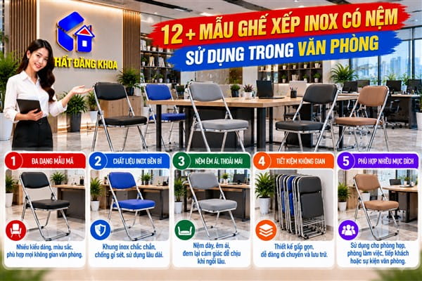 Ảnh: Tại sao ghế xếp inox có nệm lại được ưa chuộng trong văn phòng?