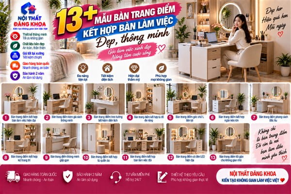 Ảnh: Bàn làm việc kiêm bàn trang điểm giúp tối ưu công năng