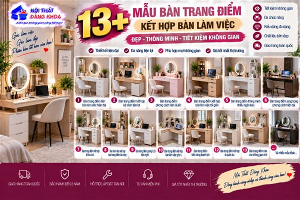 Ảnh: Ưu điểm bàn trang điểm kết hợp bàn làm việc