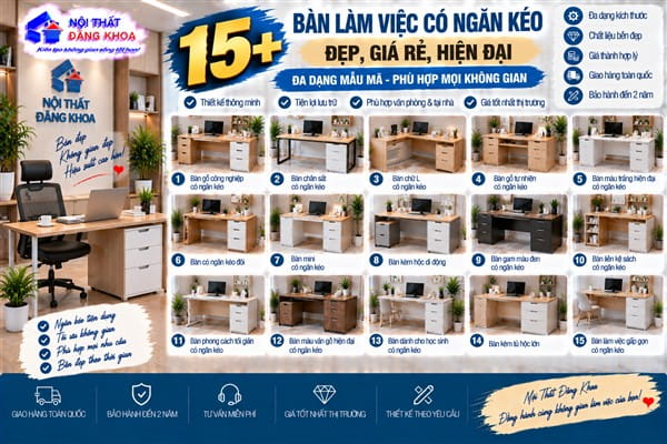 Ảnh: Ưu điểm bàn làm việc có ngăn kéo