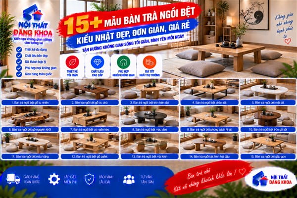 Ảnh: 15+ Mẫu bàn trà ngồi bệt kiểu Nhật đẹp, đơn giản, giá rẻ