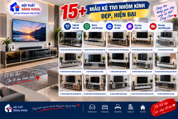 Ảnh: Kệ tivi nhôm kính 1 tầng nhỏ gọn