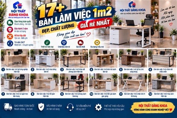 Ảnh: Bàn làm việc 1m2 có kích thước tương đối nhỏ gọn