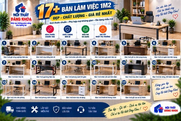 Ảnh: 17+ Bàn làm việc 1m2 đẹp, chất lượng, giá rẻ nhất