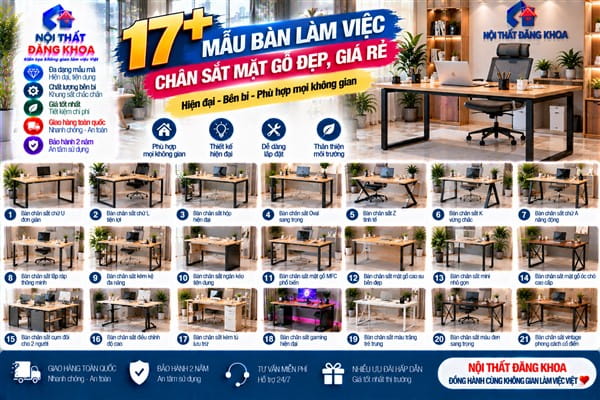 Ảnh: Vì sao bàn làm việc chân sắt mặt gỗ lại được ưa chuộng?