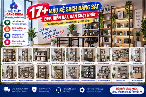 Ảnh: Kệ sắt kết hợp bàn học