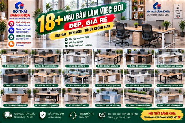 Ảnh: Bàn làm việc đôi giúp tối ưu diện tích văn phòng