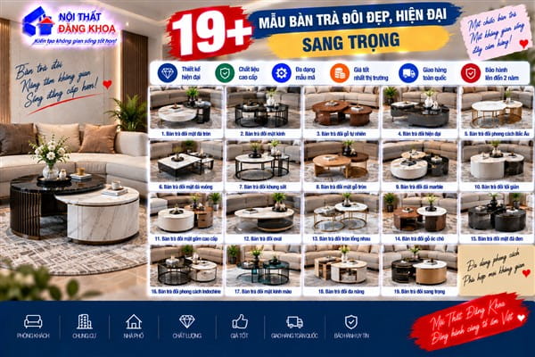 Ảnh: Bàn trà đôi tạo điểm nhấn hiện đại cho phòng khách