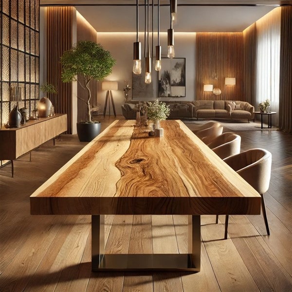 Bàn ăn gỗ tự nhiên nguyên tấm