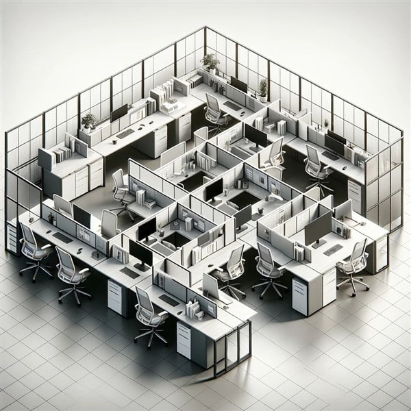 Bàn cụm (Module desk) với vách ngăn lửng
