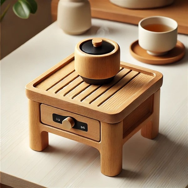 Bàn trà điện gỗ sồi, kiểu Nhật mini