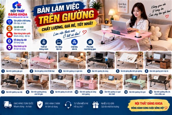 Ảnh: Chọn kích thước bàn làm việc trên giường phù hợp với nhu cầu