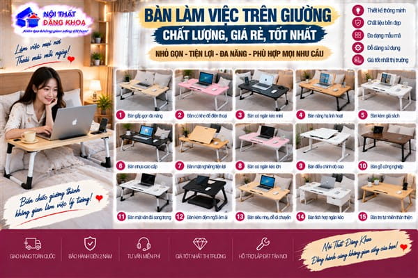 Ảnh: Tiêu chí chọn bàn làm việc trên giường