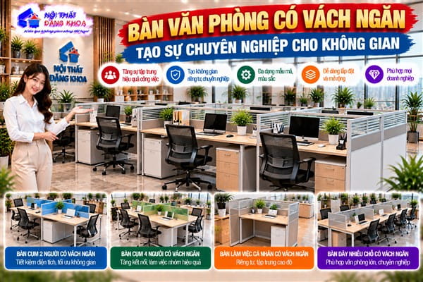 Ảnh: Vì sao nên sử dụng bàn văn phòng có vách ngăn?