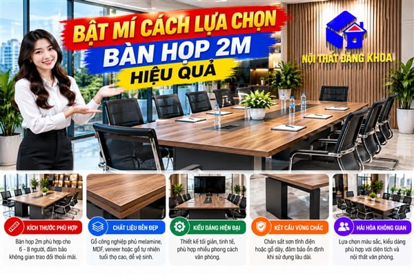 Ảnh: Bàn họp 2m có kích thước phù hợp với nhiều văn phòng