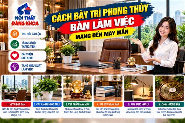 Ảnh: Cách bày trí phong thủy bàn làm việc mang đến may mắn