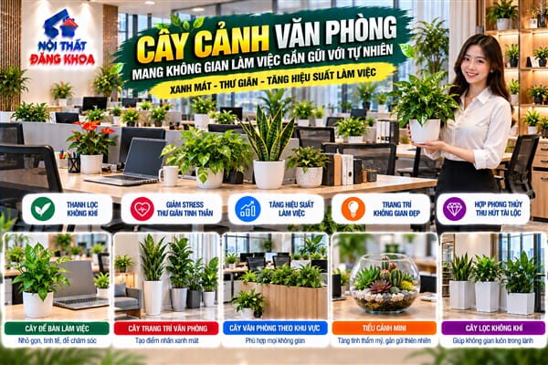 Ảnh: Cây cảnh văn phòng giúp tạo không gian làm việc xanh và gần gũi với thiên nhiên