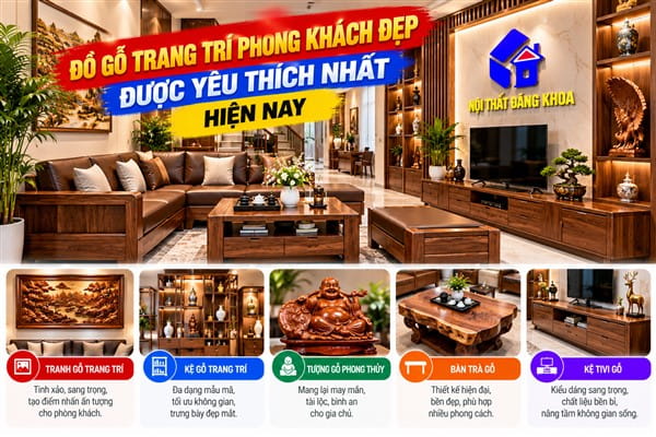 Ảnh: Đồ gỗ trang trí giúp tạo điểm nhấn cho không gian phòng khách