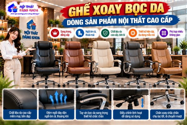 Ảnh: Ghế xoay bọc da là gì?