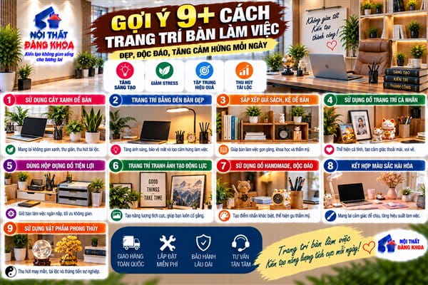 Ảnh: Gợi ý 9+ cách trang trí bàn làm việc đẹp, độc đáo