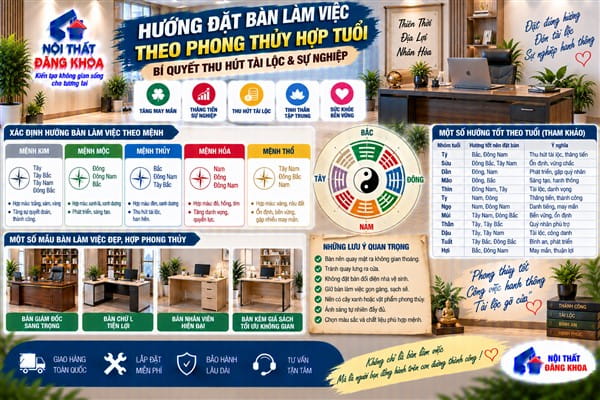 Ảnh: Hướng Đặt Bàn Làm Việc Theo Phong Thủy Hợp Tuổi – Bí Quyết Thu Hút Tài Lộc & Sự Nghiệp