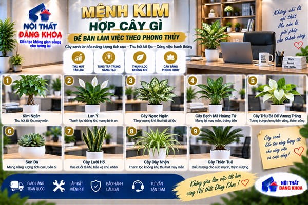 Ảnh: Mệnh Kim hợp cây gì để bàn làm việc theo phong thủy