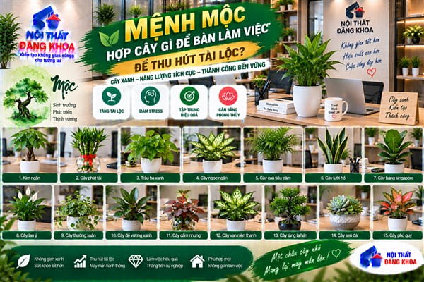 Ảnh: Mệnh Mộc hợp cây gì để bàn làm việc để thu hút tài lộc