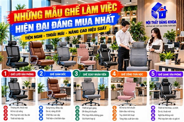Ảnh: Ghế văn phòng hiện đại chú trọng sự thoải mái khi ngồi làm việc