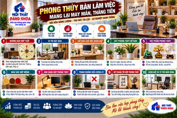 Ảnh: Phong thủy bàn làm việc mang lại may mắn, thăng tiến