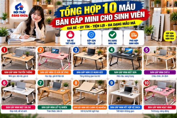 Ảnh: Tổng hợp 10 mẫu bàn gấp mini cho sinh viên giá rẻ, uy tín