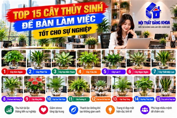 Ảnh: Cây thủy sinh để bàn làm việc tạo điểm nhấn xanh mát cho không gian