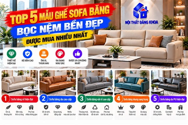 Ảnh: Sofa băng bọc vải có nhiều lựa chọn về màu sắc và bề mặt