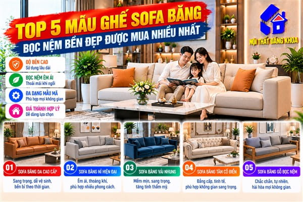 Ảnh: Top 5 Mẫu Ghế Sofa Băng Bọc Nệm Bền Đẹp Được Mua Nhiều Nhất