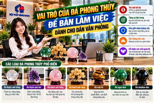 Ảnh: Đá phong thủy để bàn làm việc mang ý nghĩa may mắn theo quan niệm truyền thống