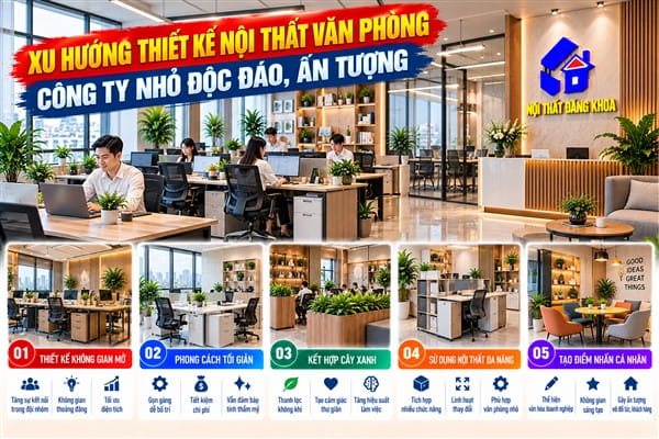 Ảnh: Xu hướng thiết kế nội thất văn phòng công ty nhỏ độc đáo, ấn tượng