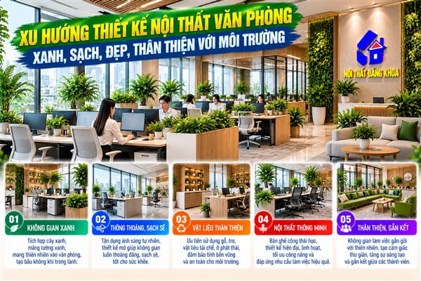 Ảnh: Xu hướng thiết kế nội thất văn phòng xanh, sạch, đẹp, thân thiện với môi trường