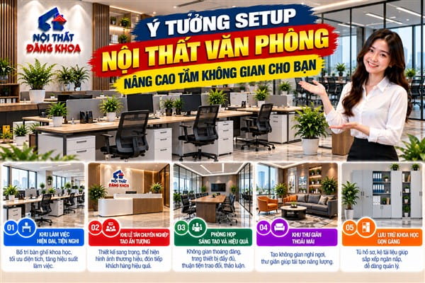 Ảnh: Ý tưởng setup nội thất văn phòng - Nâng cao tầm không gian cho bạn