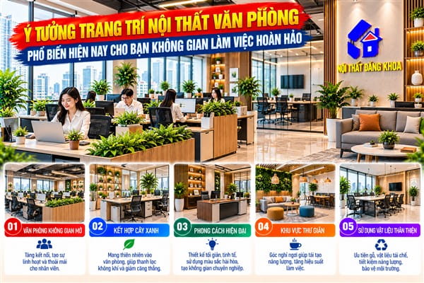 Ảnh: Ý tưởng trang trí nội thất văn phòng phổ biến hiện nay cho bạn không gian làm việc hoàn hảo