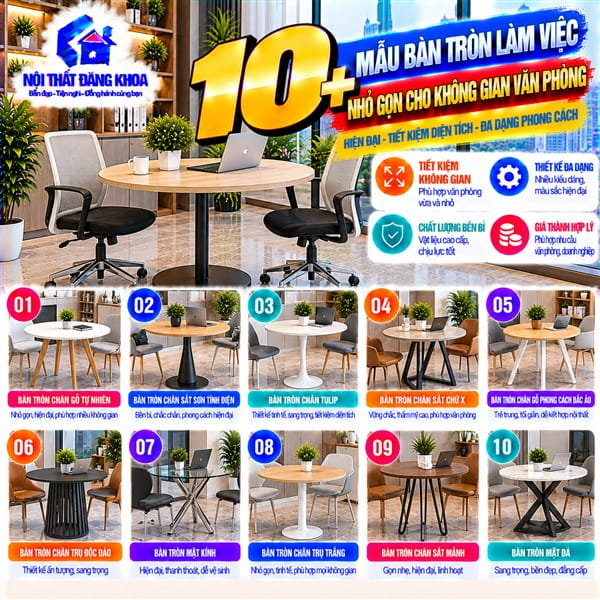 Bàn tròn làm việc giúp tối ưu không gian tại những khu vực phù hợp