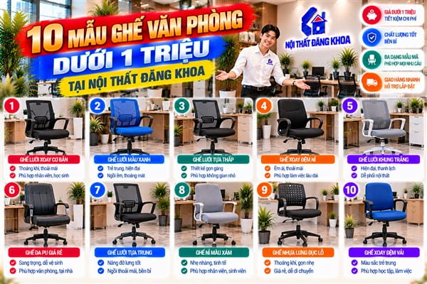 Ảnh: Ghế văn phòng dưới 1 triệu có nhiều kiểu dáng phù hợp với không gian làm việc