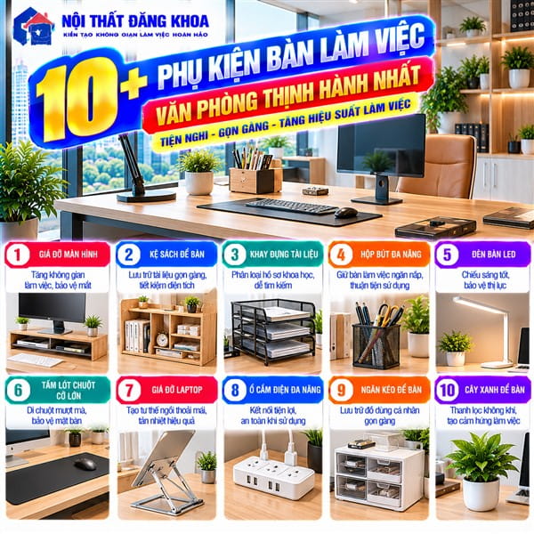 Phụ kiện bàn làm việc hỗ trợ tư thế ngồi và sự thoải mái khi làm việc