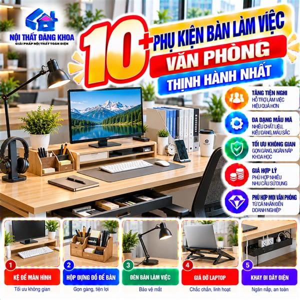 10+ Phụ Kiện Bàn Làm Việc Văn Phòng Thịnh Hành Nhất: Giải Pháp Tối Ưu Cho Góc Làm Việc Gọn Gàng, Sáng Tạo.