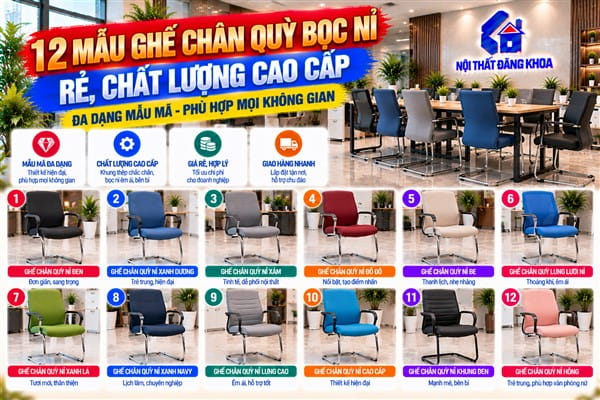 Ảnh: Ghế chân quỳ bọc nỉ có thiết kế hiện đại, phù hợp với nhiều không gian văn phòng