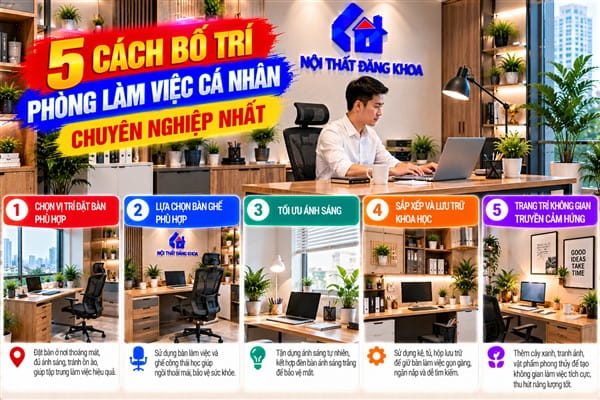 Ảnh: Bố trí phòng làm việc cá nhân chuyên nghiệp tạo cảm giác thoải mái khi làm việc
