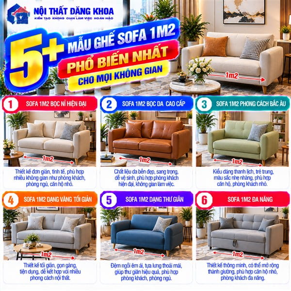 Ghế sofa 1m2 dễ dàng bố trí tại nhiều vị trí trong nhà