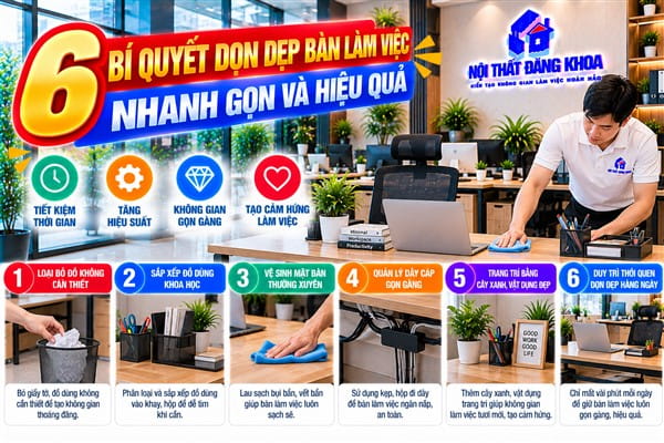 Ảnh: Dọn dẹp bàn làm việc giúp tiết kiệm thời gian tìm kiếm tài liệu và đồ dùng