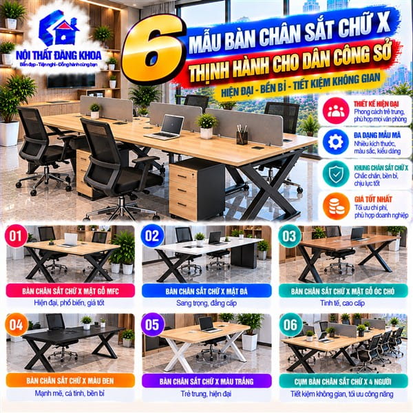 Bàn chân sắt chữ X có kết cấu chắc chắn khi được gia công đúng kỹ thuật